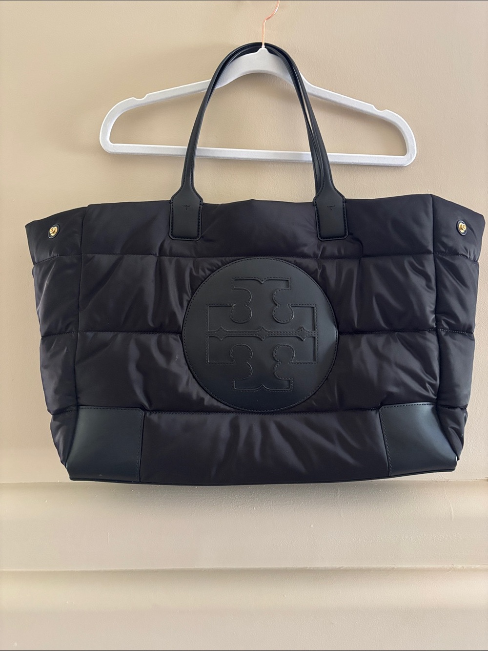 Tory Burch Ella Puffer Tote. Black. Excellent Condition.